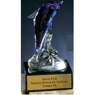 8" Hand Blown Glass Dolphin Award