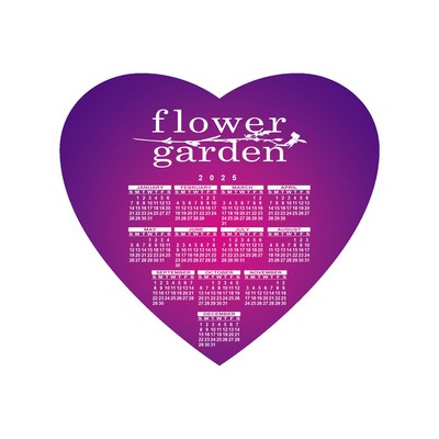 8"X8" Heart Shape Hard Surface Full Color Calendar Mouse Pad 1/16" Rubber Base
