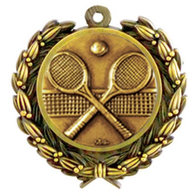 Stock Tennis Medal w/ Wreath Edge (1 1/4")