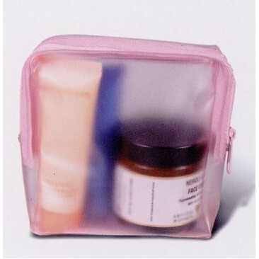 Square Transparent Vinyl Accessory Pouch w/ Opaque Trim