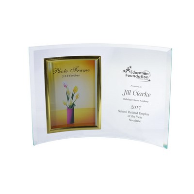 Curved Glass Vertical Crescent Award (11"x8")