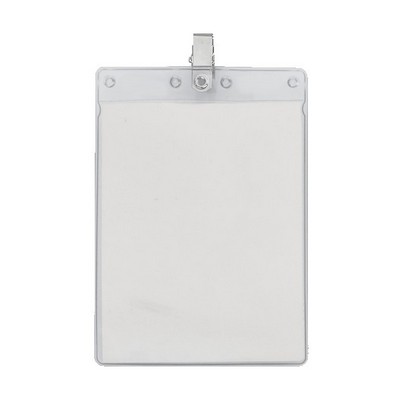 4" x 6" Blank Large Vertical Vinyl Pouch with Bulldog Clip