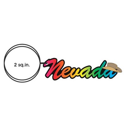 Nevada w/Cowboy Hat Key Chain w/Clear Mirrored Back (10 Square Inch)