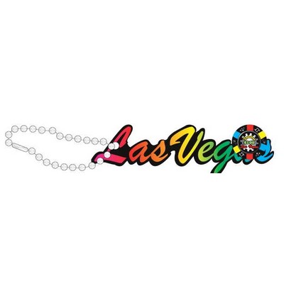 Las Vegas w/ Poker Chip Promotional Key Chain w/ Black Back (10 Square Inch)
