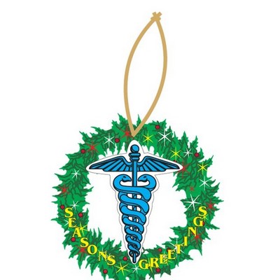 Caduceus Promotional Wreath Ornament w/ Black Back (2 Square Inch)