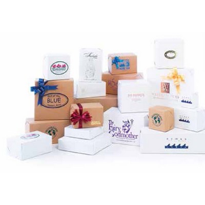 2 Piece Lock Corner White & Natural Kraft Gift Boxes (4"x4"x3")