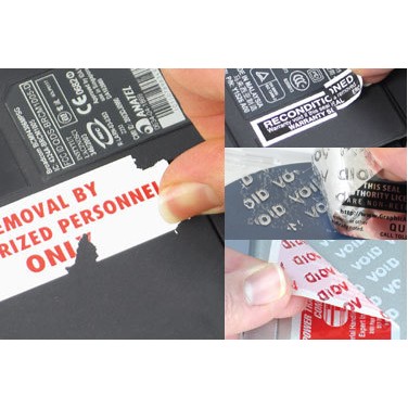White Destructible Vinyl & Void Polyester Rectangle Label (3/4"x2")