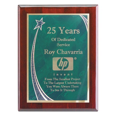 Plaque - 8"x10" Piano Wood Finish Wall Plaque with Green Rising Star Achievement Plate (6"x8")