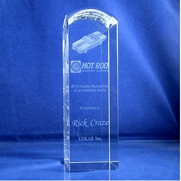 Optical Crystal Dometop Award (2 5/8"x2 5/8"x9")