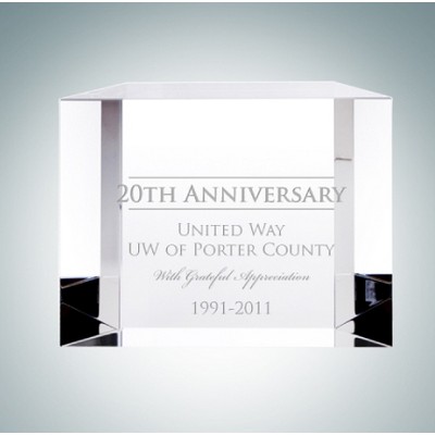 3 3/8" Block Optical Crystal Award Plaque