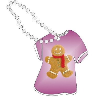 Gingerbread Man Promotional T-Shirt Key Chain w/ Black Back (12 Square Inch)