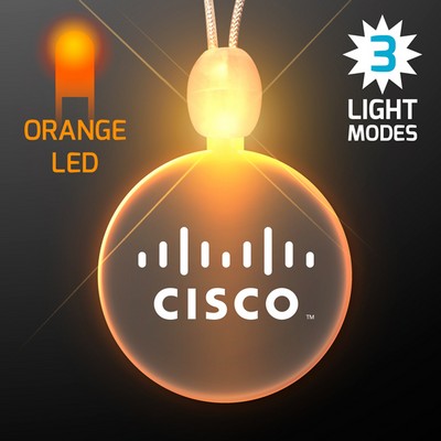 Light Up Promotional Acrylic Circle Necklaces with Amber LED - PRINTED