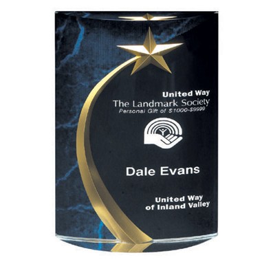 7.75" BLUE MARBLE TROPHY ( engraved )