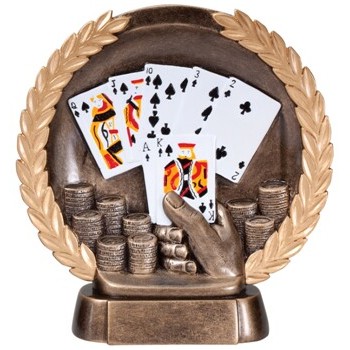 High Relief Poker Hand Award - 7 1/2"