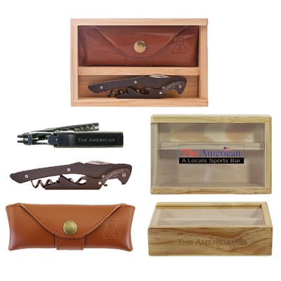 Castello™ Carbon Fiber Corkscrew Set w/Box & Leather Pouch