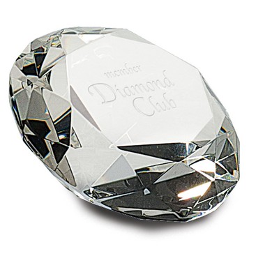 Clear Crystal Faceted Diamond Paperweight