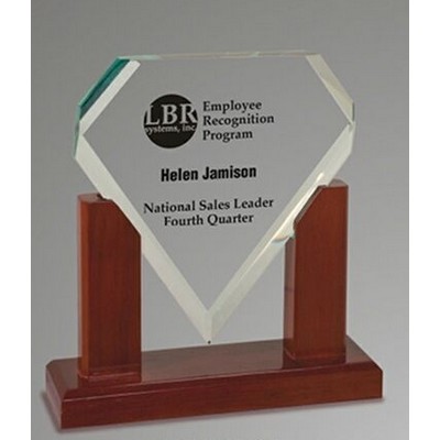 7" Premier Glass Award w/Mahogany Base