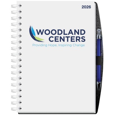 Gloss Time Manager Calendar Planner w/Pen Safe Back (7"x 10")