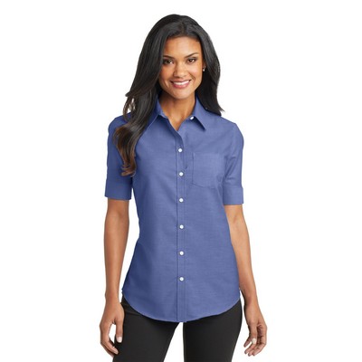 Port Authority® Women's Short Sleeve SuperPro™ Oxford Shirt.