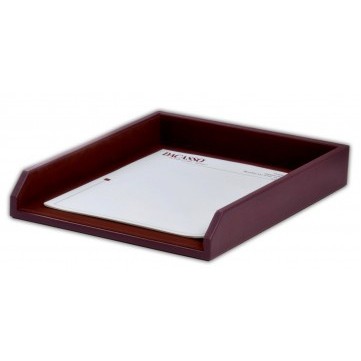 Classic Top Grain Two-Tone Leather Front Load Letter Sized Letter Tray