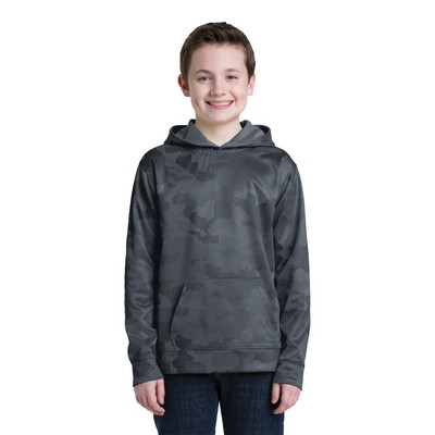 Sport-Tek® Youth Sport-Wick® CamoHex Fleece Hooded Pullover.
