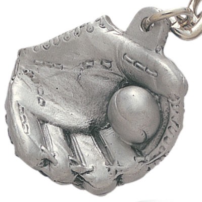 Baseball Glove Pewter Key Chain