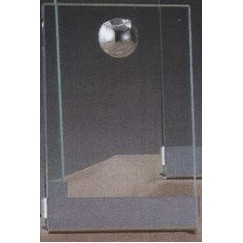 Clear Glass Plaque Award w/Silver Baseball Accent, Silver Plastic Mounts & Base (5"x7.5")