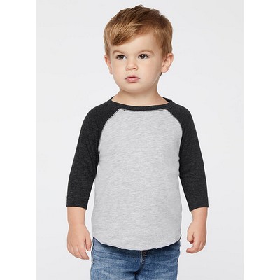 Rabbit Skins Toddler Baseball Crew Neck Raglan 3/4 Sleeve Fine Jersey T-Shirt