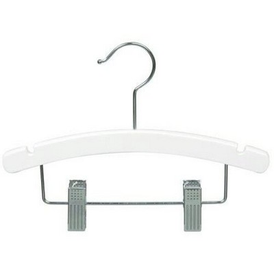 10" White Wooden Baby Hanger w/Clips