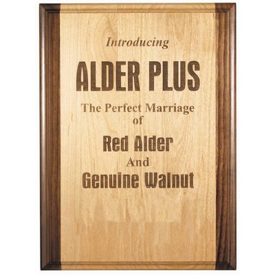Genuine Red Alder & Genuine Walnut 9" x 12" Plaque - Laser Engraved