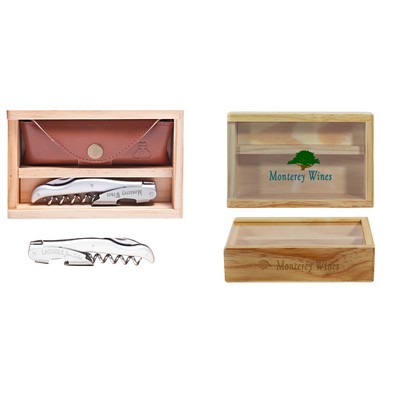 Laguiole Millesime® Silver Metallic Corkscrew Set w/Box & Leather Pouch