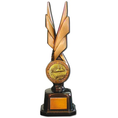 Stock Phoenix 14" Trophy with 2" Billiards Table Coin and Engraving Plate