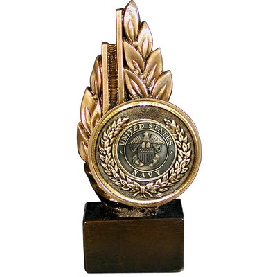 Stock Laurel 9" Trophy with 2" US Navy Coin and engraving plate
