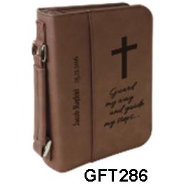 Leatherette Bible/Book Cover - Dark Brown/Engraves Black, Small