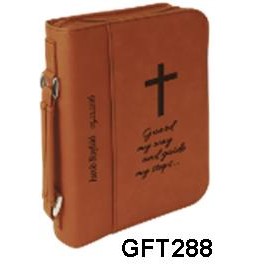 Leatherette Bible/Book Cover - Rawhide/Engraves Black, Small