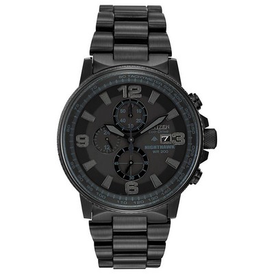 Citizen® Men's Nighthawk Eco-Drive Stainless Steel Watch W/ Black Ion Plating