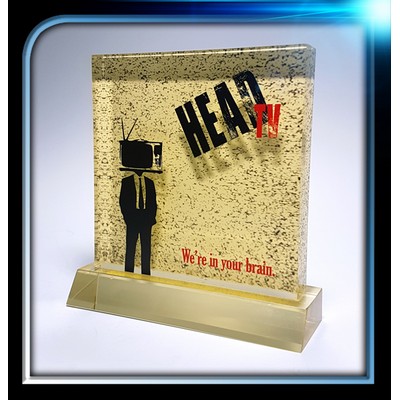 Executive Series Gold Square Award w/Base (5"x5"x3/4")