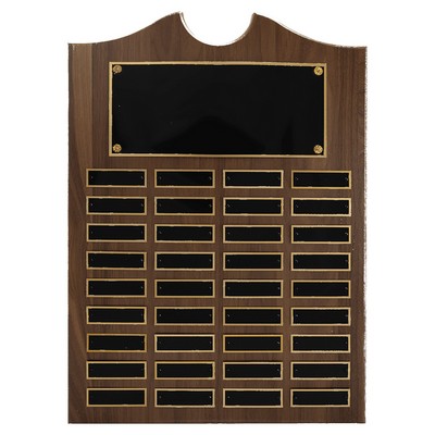Solid Walnut Perpetual Plaque, 14 x 20", 36 plates