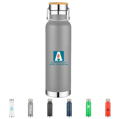 22 oz. Travel Stainless Steel Vacuum Insulated Thermos Bottle w/ Lid & Handle