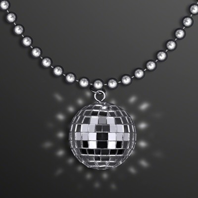 Disco Ball Necklace, Charm on Silver Beads (NON-Light Up) - BLANK