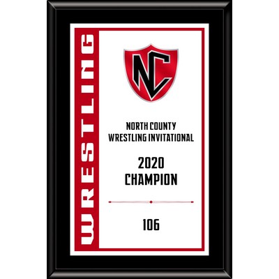 4" x 6" Black Matt Board Varsity Plaque with Full Color Imprint