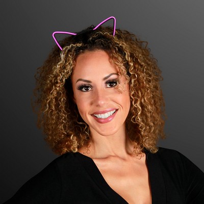 Pink EL Wire Cat Ears Headband - BLANK