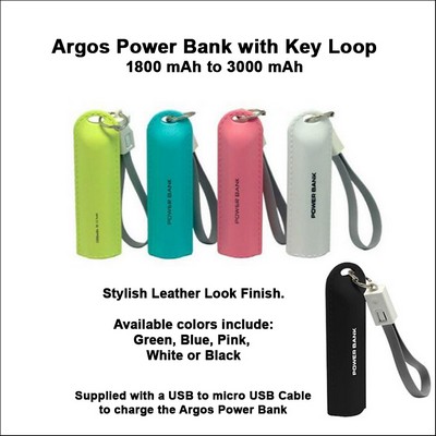 Argos Power Bank with Key Loop - 3000 mAh