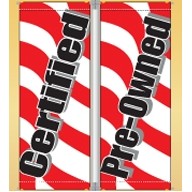 18 Oz. Vinyl Pole Banner Set - Certified Pre Owned w/Red Stripes (3'x8')