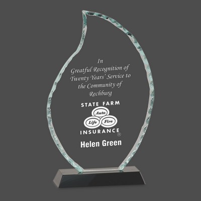 Flame Facet Glass Award on Black Base (9½")