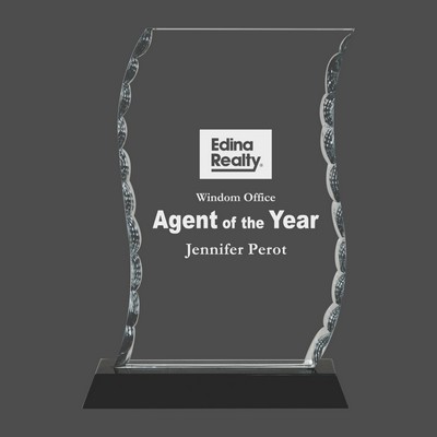 Scroll Facet Glass Award on Black Base (7½")