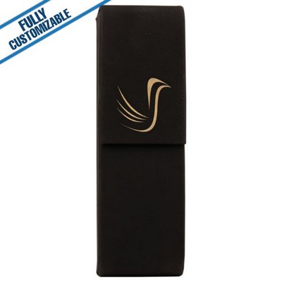 Black & Gold Leatherette - Double Pen Case