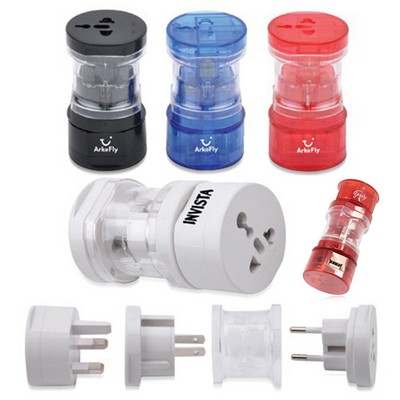 Translucent Universal Travel Power Adapter With Usb Port