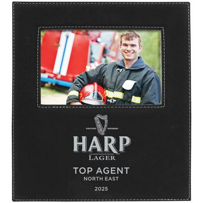 Leatherette Frame Holds 4 x 6 (Black/Silver)