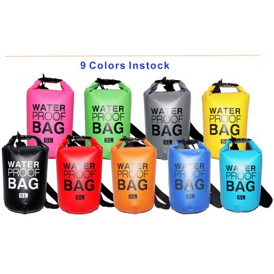 5.0 Liter Water Resistant PVC Mesh Dry Bag With One Shoulder Strap